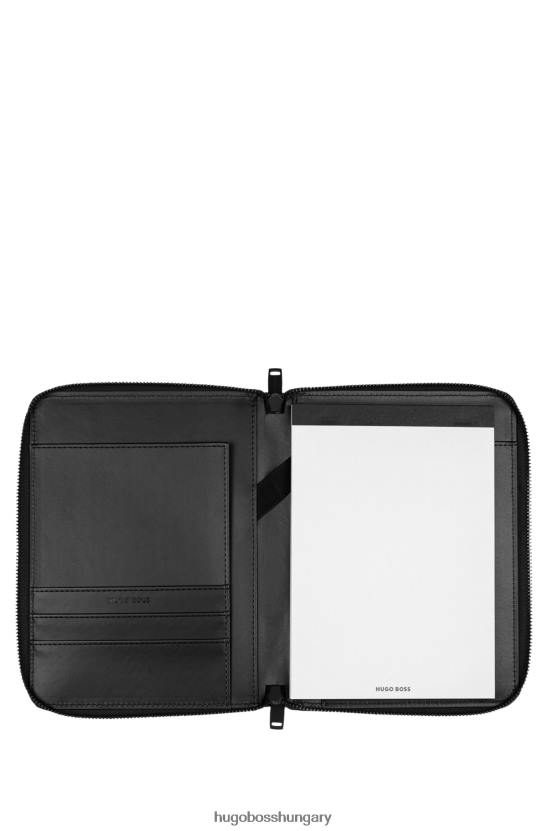 Hugo Boss A5-ös konferencia mappa műbőrből, 3d logóval hugo black 80P65630 fekete