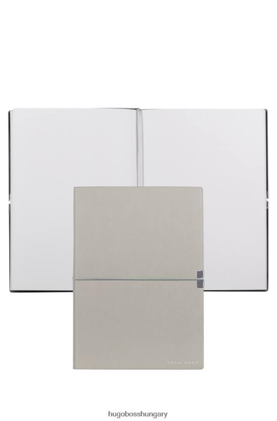 Hugo Boss a5-ös füzet szürke műbőrből, gumírozott pánttal, világosszürke hugo 80P65104 világos szürke