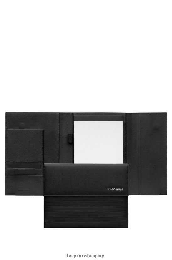 Hugo Boss fekete hugo fekete A5 mappa műbőrből, csíkos szerkezettel 80P65733 fekete