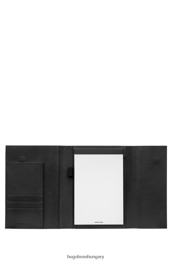 Hugo Boss fekete hugo fekete A5 mappa műbőrből, csíkos szerkezettel 80P65733 fekete