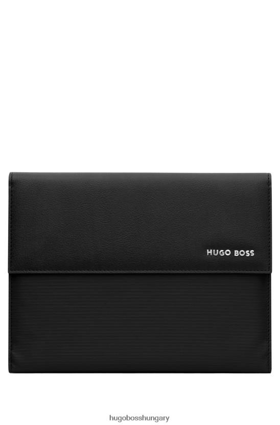 Hugo Boss fekete hugo fekete A5 mappa műbőrből, csíkos szerkezettel 80P65733 fekete