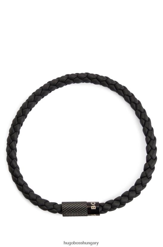 Hugo Boss olasz gyártmányú fonott gumi mandzsetta mágneses logóval záródó fekete hugo 80P65508 fekete
