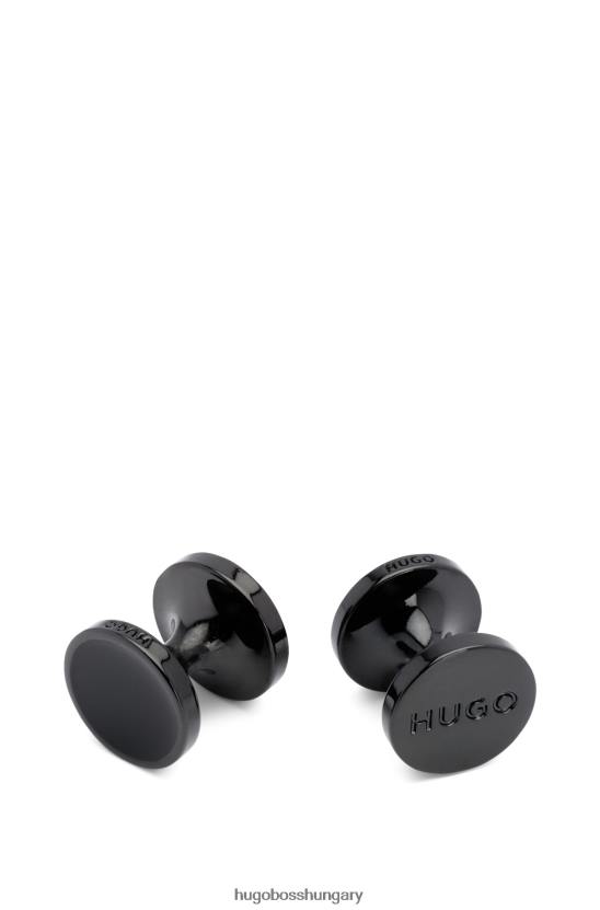 Hugo Boss fekete hugo kerek mandzsettagomb színes zománcmaggal 80P65140 fekete