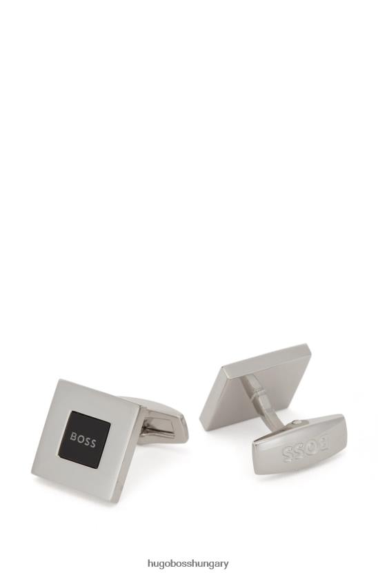 Hugo Boss fekete hugo négyzet alakú mandzsettagomb fekete-onix logóval 80P65469 fekete
