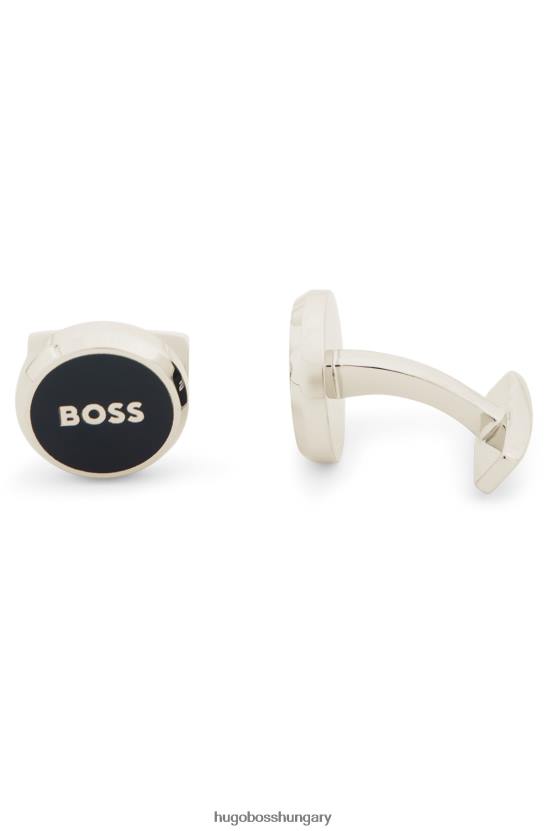 Hugo Boss hugo ezüst kerek mandzsettagomb sárgarézből, kontraszt logóval 80P65541 ezüst