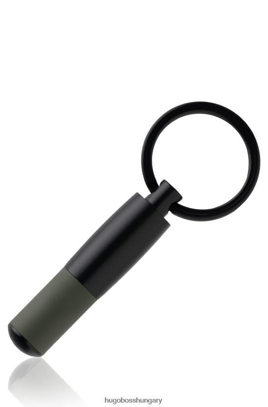 Hugo Boss hugo válogatott előre csomagolt fekete fém cső alakú kulcstartó khaki gumírozott lakkal 80P65716 válogatott előre csomagolt