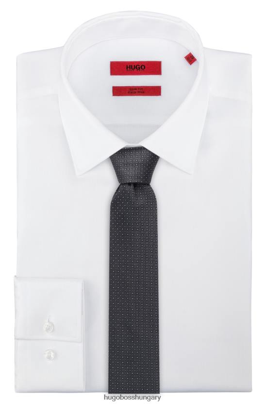 Hugo Boss fekete selyem-jacquard nyakkendő mikro mintás hugoval 80P65333 fekete