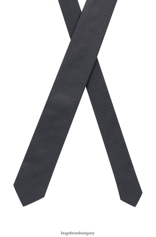 Hugo Boss fekete selyem-jacquard nyakkendő mikro mintás hugoval 80P65333 fekete