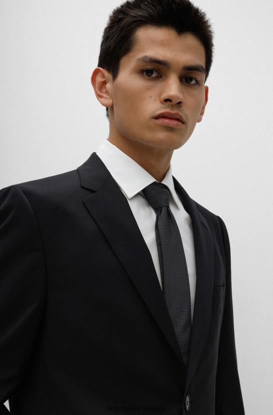 Hugo Boss fekete selyem-jacquard nyakkendő mikro mintás hugoval 80P65333 fekete