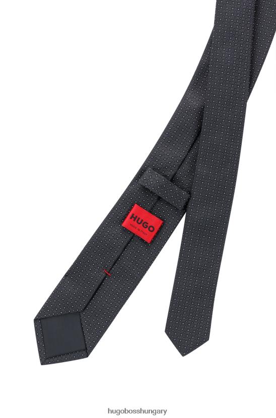 Hugo Boss fekete selyem-jacquard nyakkendő mikro mintás hugoval 80P65333 fekete