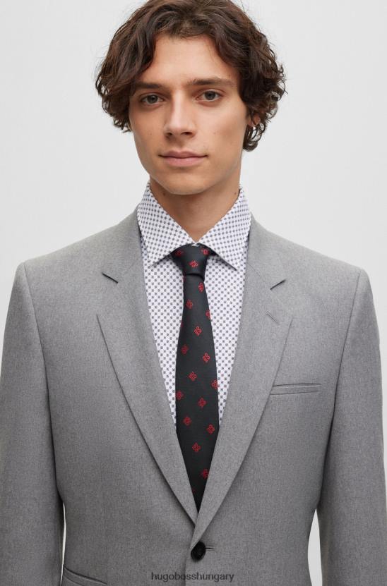 Hugo Boss hugo tiszta selyem nyakkendő, egymásra rakott logókkal, fekete 80P65918 fekete