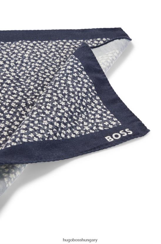 Hugo Boss kék mintás hugo digitálisan nyomtatott zsebnégyzet pamutból és gyapjúból 80P65908 kék mintás