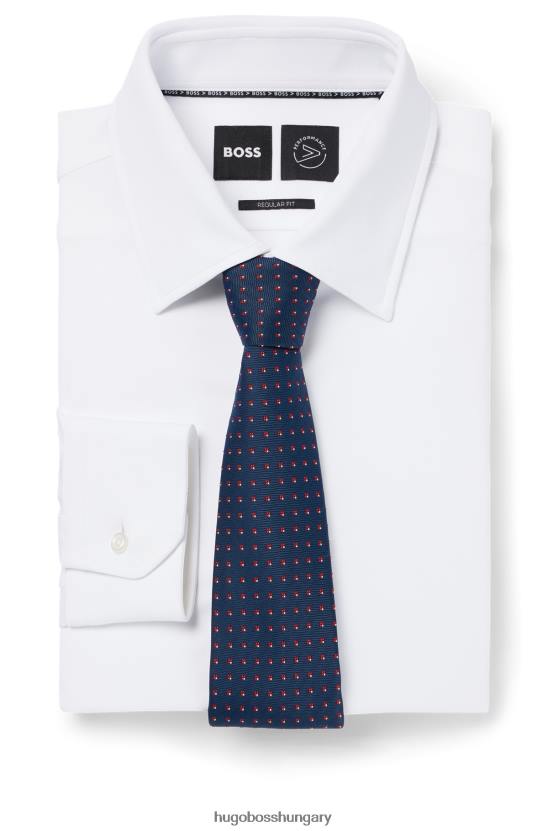 Hugo Boss sötétkék hugo mintás nyakkendő újrahasznosított szálakból és selyemből 80P65854 sötétkék