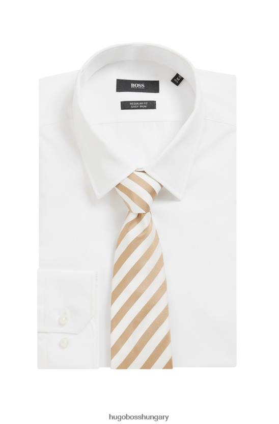 Hugo Boss tiszta selyem nyakkendő átlós csíkokkal világos bézs hugo 80P65406 világos bézs