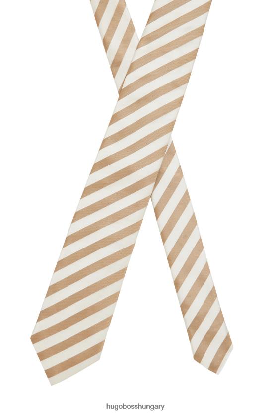 Hugo Boss tiszta selyem nyakkendő átlós csíkokkal világos bézs hugo 80P65406 világos bézs