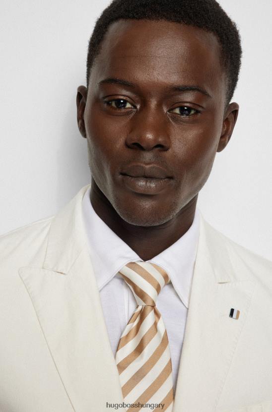 Hugo Boss tiszta selyem nyakkendő átlós csíkokkal világos bézs hugo 80P65406 világos bézs