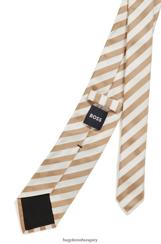 Hugo Boss tiszta selyem nyakkendő átlós csíkokkal világos bézs hugo 80P65406 világos bézs