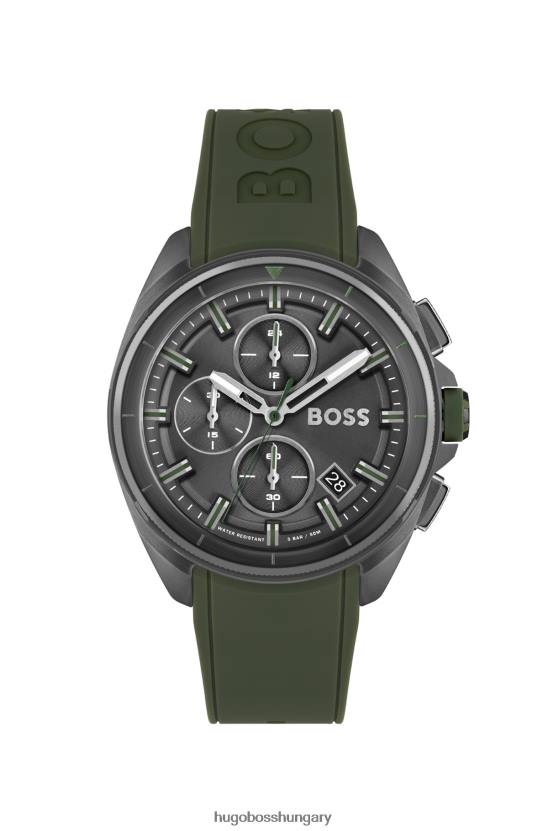 Hugo Boss hugo szürkés kronográf karóra olíva szilikon szíjjal, válogatott előre csomagolva 80P65398 válogatott előre csomagolt