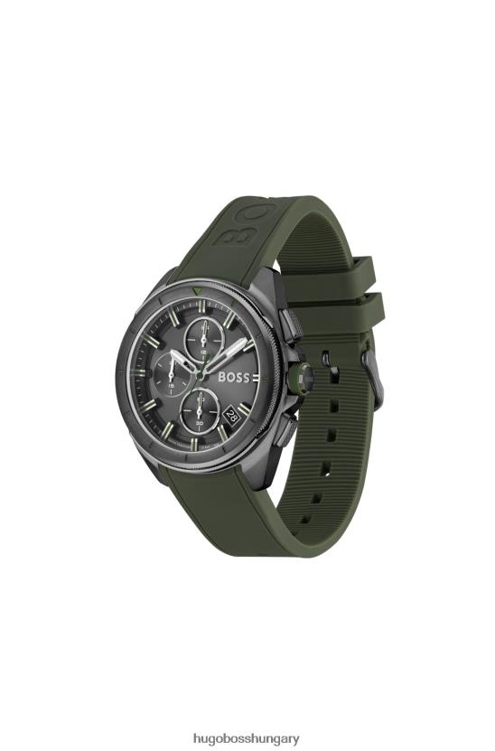 Hugo Boss hugo szürkés kronográf karóra olíva szilikon szíjjal, válogatott előre csomagolva 80P65398 válogatott előre csomagolt