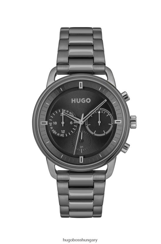 Hugo Boss hugo szürke karóra fekete számlappal és karkötővel, válogatott előre csomagolva 80P65172 válogatott előre csomagolt