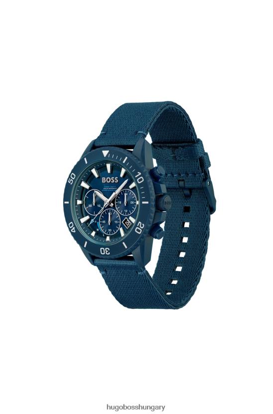 Hugo Boss hugo válogatott előre csomagolt kék számlapos kronográf óra szövetszíjjal 80P65384 válogatott előre csomagolt