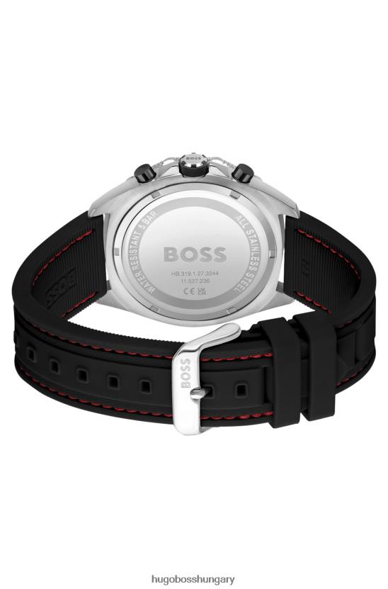 Hugo Boss válogatott előre csomagolt varrott szilikonszíjas kronográf óra geometrikus előlappal hugo 80P65491 válogatott előre csomagolt