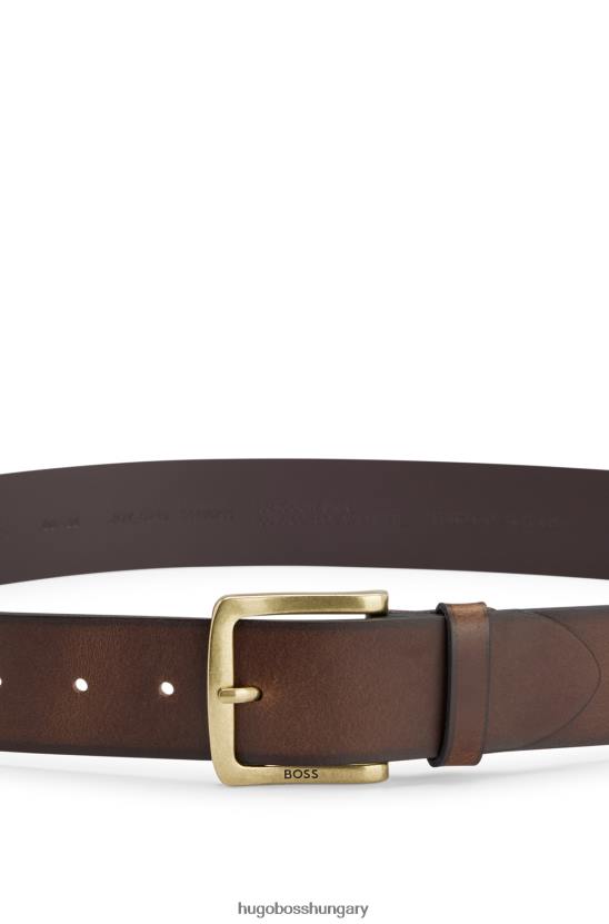 Hugo Boss bőr öv antik sárgaréz logós csattal hugo sötétbarna 80P65100 sötétbarna