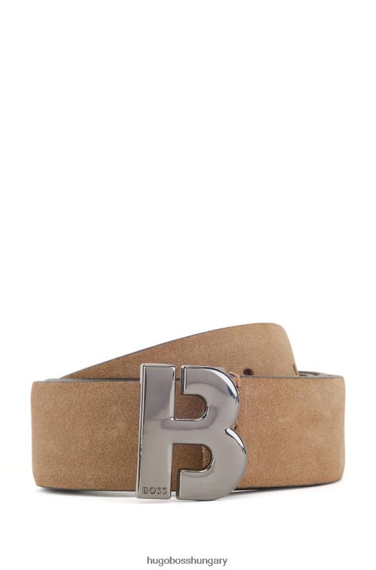 Hugo Boss barna hugo olasz velúr öv polírozott-pisztolyfém vasalattal 80P65158 barna