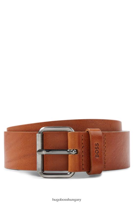 Hugo Boss barna olasz bőr öv gunmetal hatású hardver hugoval 80P65233 barna