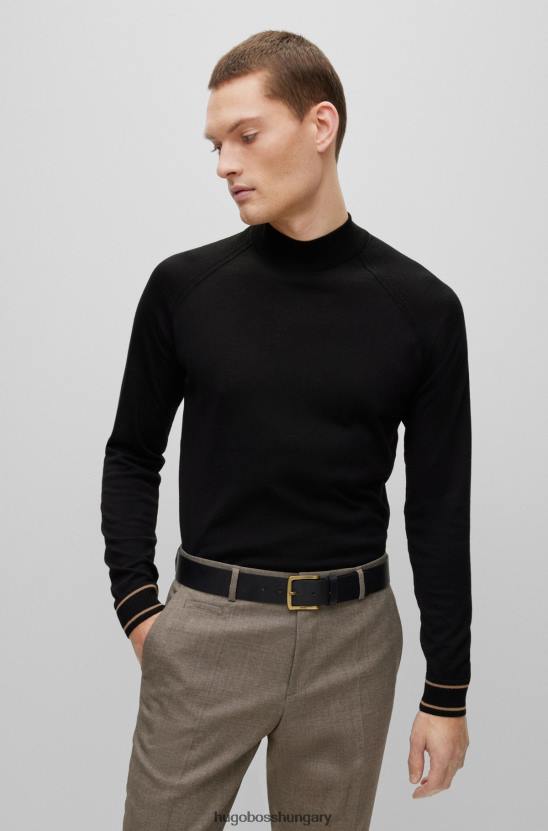 Hugo Boss fekete bőr öv antik sárgaréz logós csattal hugo 80P65099 fekete