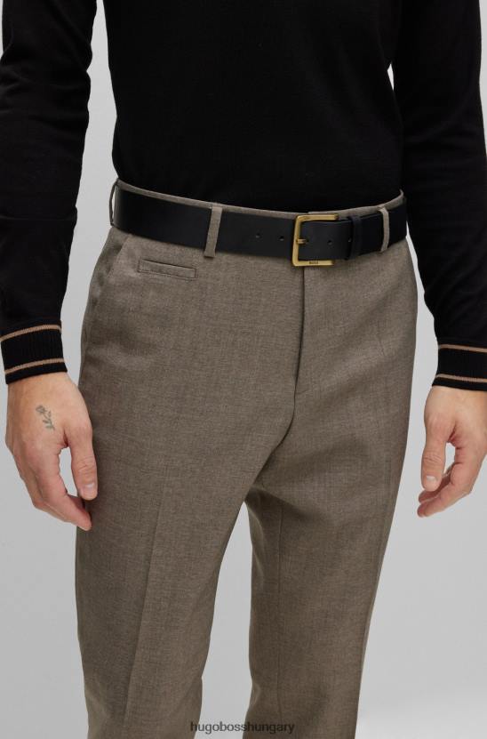 Hugo Boss fekete bőr öv antik sárgaréz logós csattal hugo 80P65099 fekete