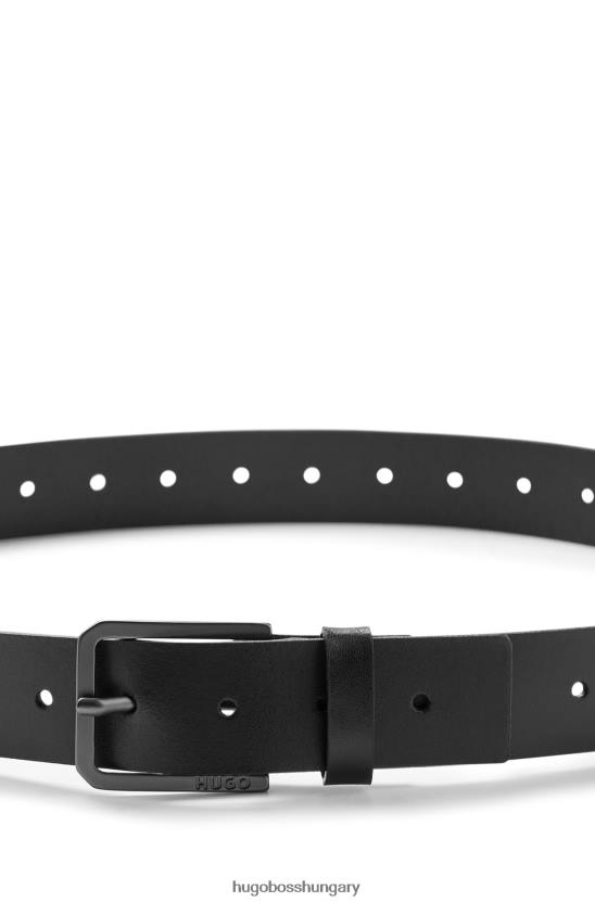 Hugo Boss fekete hugo bőr öv logóval gravírozott tűs csattal 80P65329 fekete