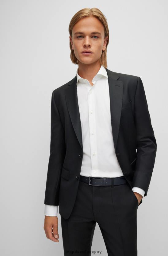 Hugo Boss fekete hugo nyomott bőr öv gunmetal csattal 80P65417 fekete