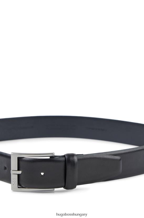 Hugo Boss fekete hugo olasz bőr öv ezüst tónusú csattal 80P65222 fekete