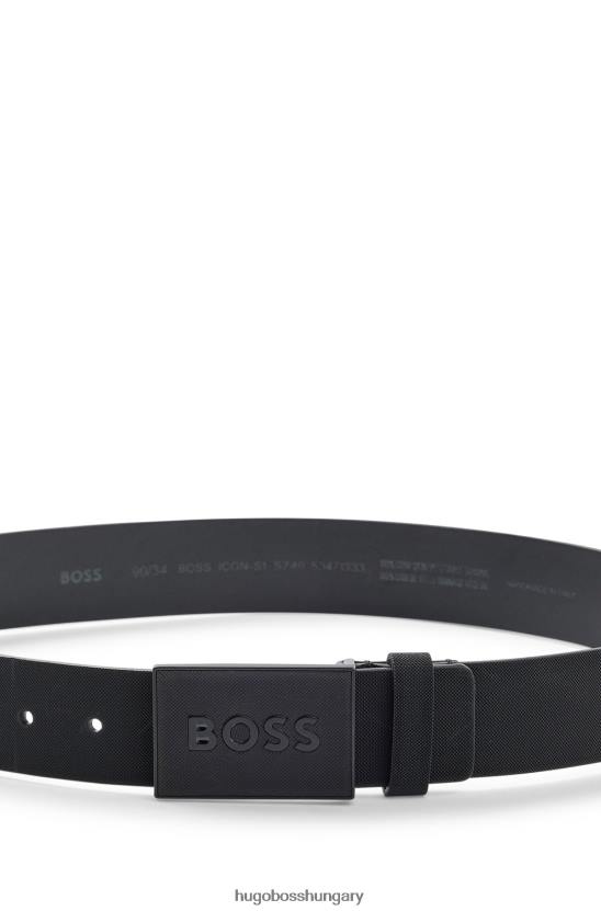 Hugo Boss fekete hugo plaketes csatos öv olasz bőrből 80P65088 fekete