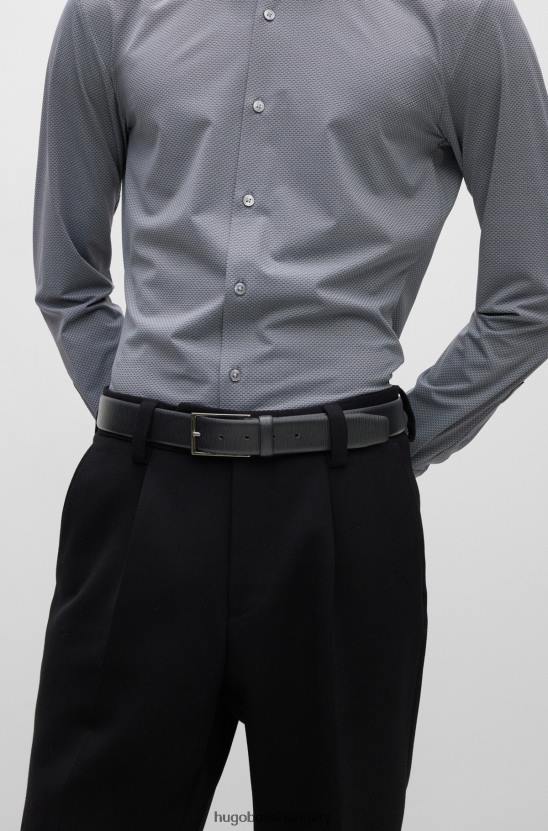 Hugo Boss fekete hugo tűcsatos öv olasz bőrből szezonális mintával 80P65238 fekete