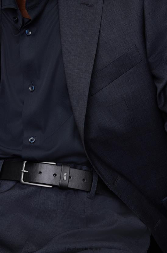 Hugo Boss fekete sima bőr öv logós tartó hugo felirattal 80P65407 fekete