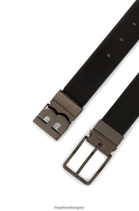 Hugo Boss fekete átfordítható olasz bőr öv monogrammal és csatokkal hugo 80P65706 fekete