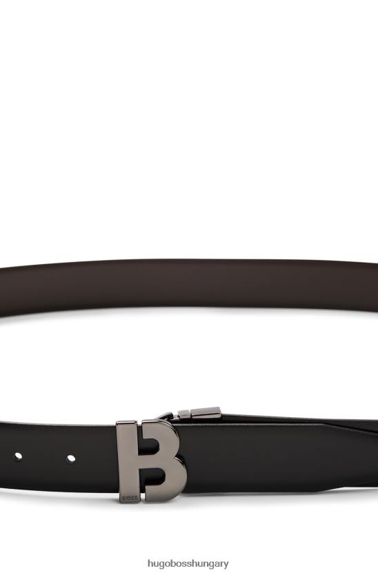 Hugo Boss fekete átfordítható olasz bőr öv monogrammal és csatokkal hugo 80P65706 fekete