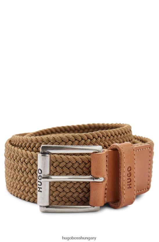 Hugo Boss hugo bézs olasz gyártmányú szőtt rugalmas öv bőr szegéllyel 80P65514 bézs