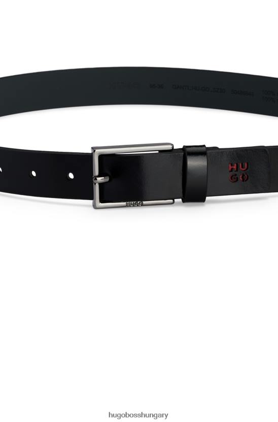 Hugo Boss hugo fekete bőr öv egymásra rakott logóval 80P65822 fekete