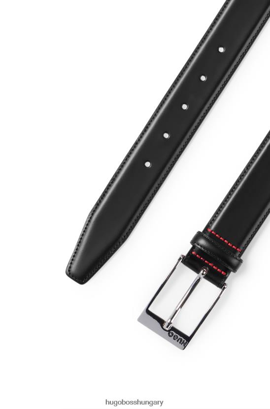 Hugo Boss hugo fekete borjúbőr öv polírozott ezüst tónusú csattal 80P65217 fekete