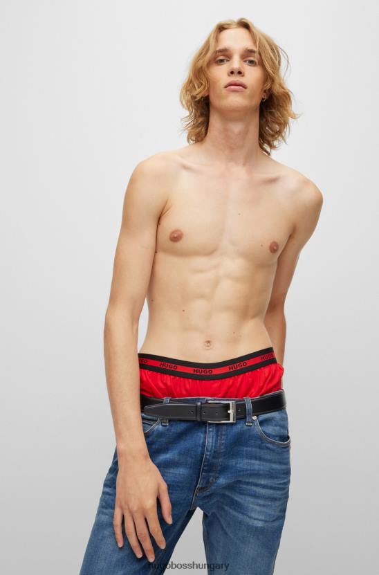 Hugo Boss hugo fekete borjúbőr öv polírozott ezüst tónusú csattal 80P65217 fekete