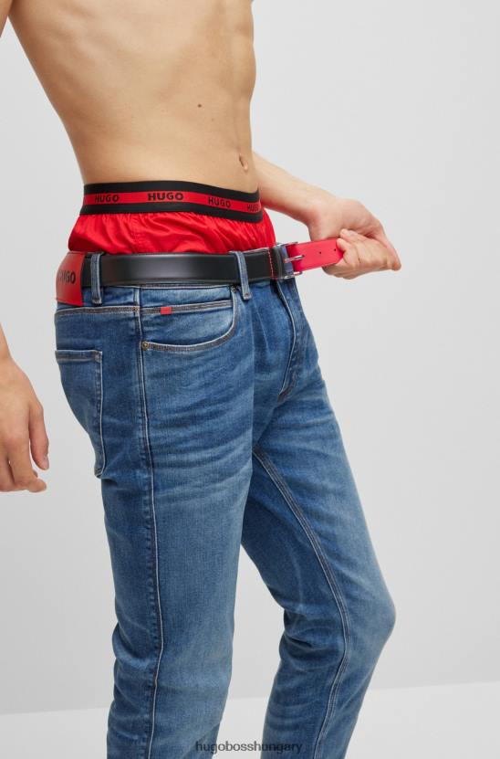 Hugo Boss hugo fekete borjúbőr öv polírozott ezüst tónusú csattal 80P65217 fekete