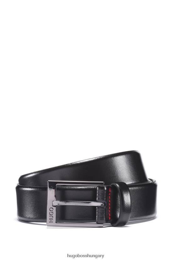 Hugo Boss hugo fekete olasz bőr öv polírozott gunmetal vasalattal 80P65770 fekete