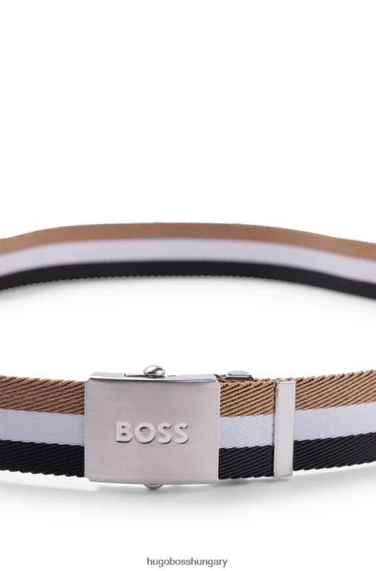Hugo Boss hugo mintás aláírás-csíkos öv logós plakett csattal 80P65179 mintás