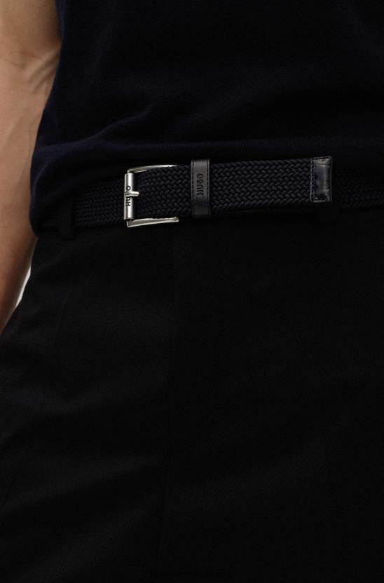 Hugo Boss hugo olasz gyártmányú szőtt elasztikus öv bőr szegéllyel, sötétkék 80P65515 sötétkék