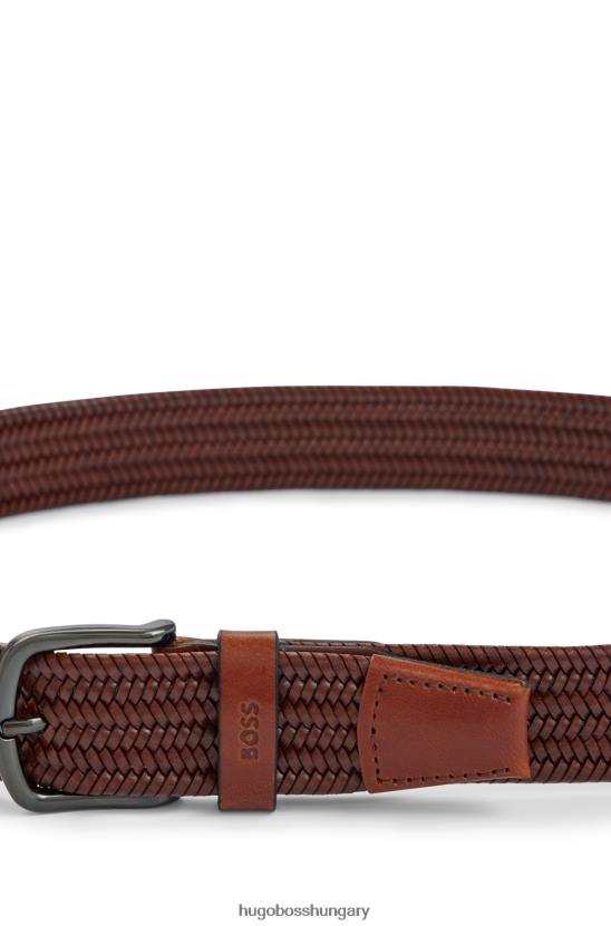Hugo Boss hugo szövött bőr öv gunmetal tűs csattal barna 80P65426 barna