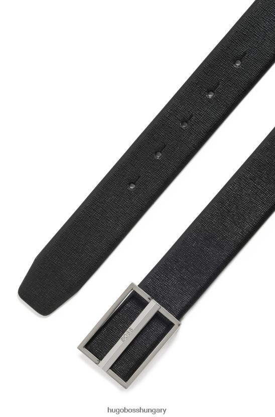 Hugo Boss nyomott bőr öv polírozott logó csattal hugo fekete 80P65366 fekete