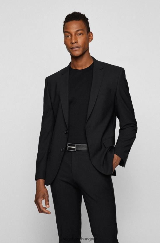 Hugo Boss nyomott bőr öv polírozott logó csattal hugo fekete 80P65366 fekete